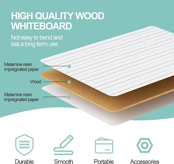 32 Pack Small White Boards, Double Sided Personal Dry Erase Boards - Image 6