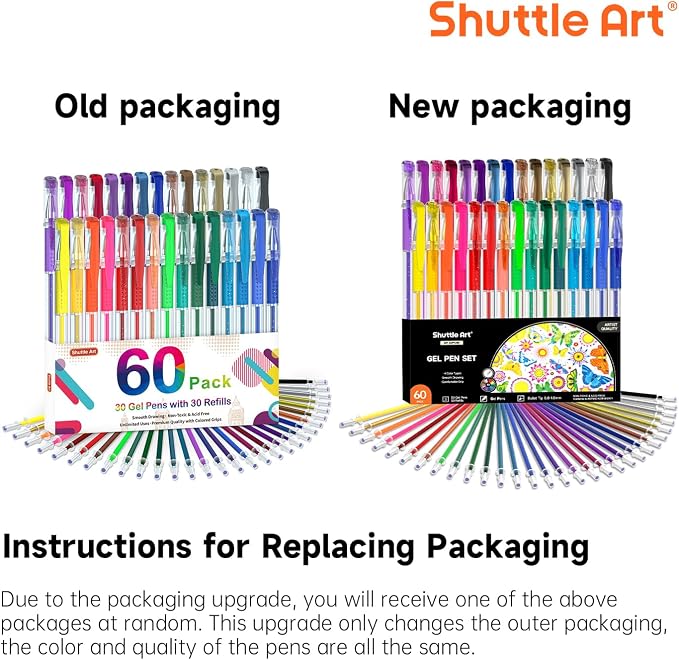 Shuttle Art Gel Pens, 60 Pack Gel Pen Set 30 Colored Gel Pen - Image 8