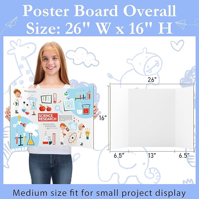 AKONEGE 6 Pack Medium Trifold Poster Board, School Projects, Science Fair - Image 2