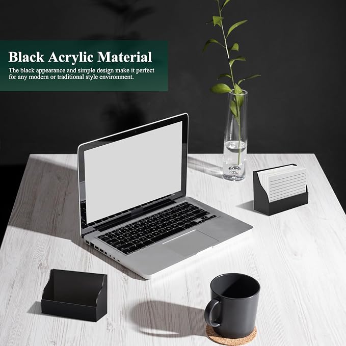 SHIQIKEJIPTY 2 Pack Black Index Card Holder 3 X 5 Note Card Organizer Acrylic - Image 6