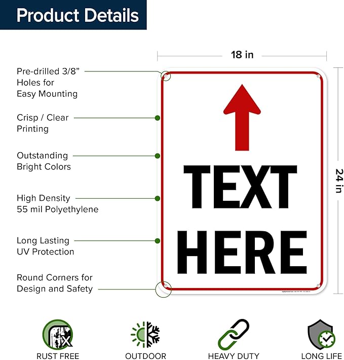 Custom Arrow, Custom Directional Sign, Up Arrow, 18x24 Inches, 55 mil thick - Image 6