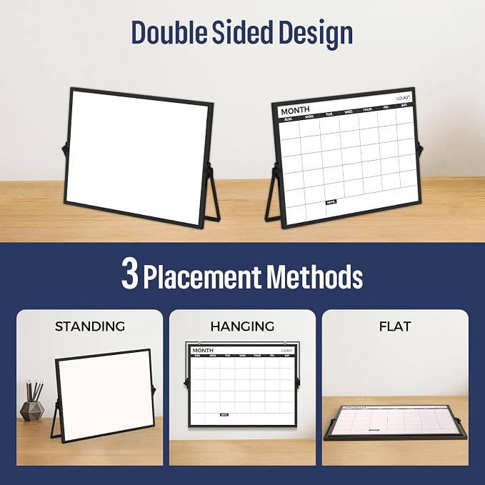 Loukin 17"x12" Dry Erase Calendar, Magnetic Desktop Whiteboard - Image 2
