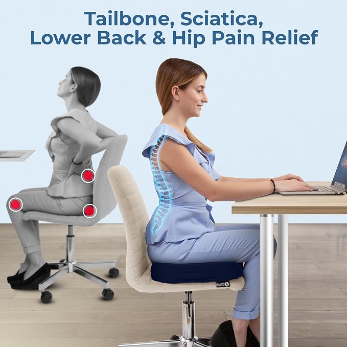 5 STARS UNITED Seat Cushion for Tailbone Pain Relief – Memory Foam Cushion for - Image 2