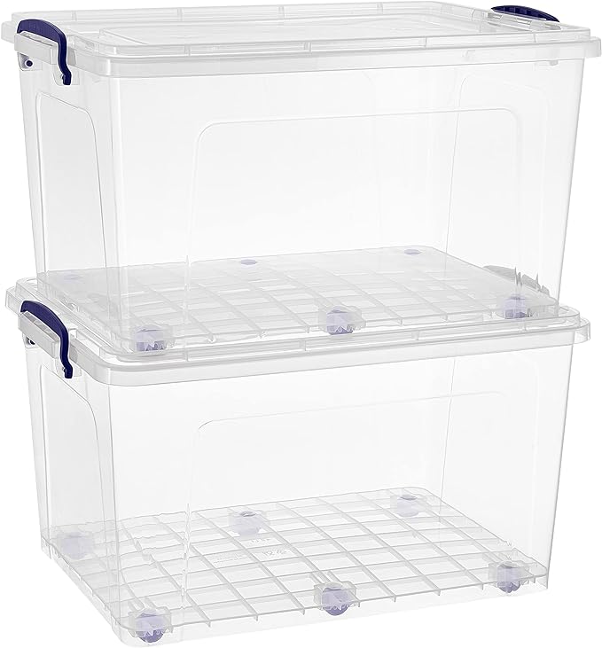 Superio Storage Bins with Lids, Stackable Totes, BPA Free, Odor Free, Organizer by Superio
