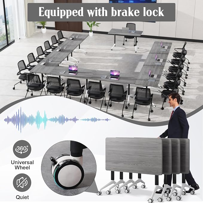 JEHUJD Conference Table, 55.1''Folding Conference Room Table - Image 4