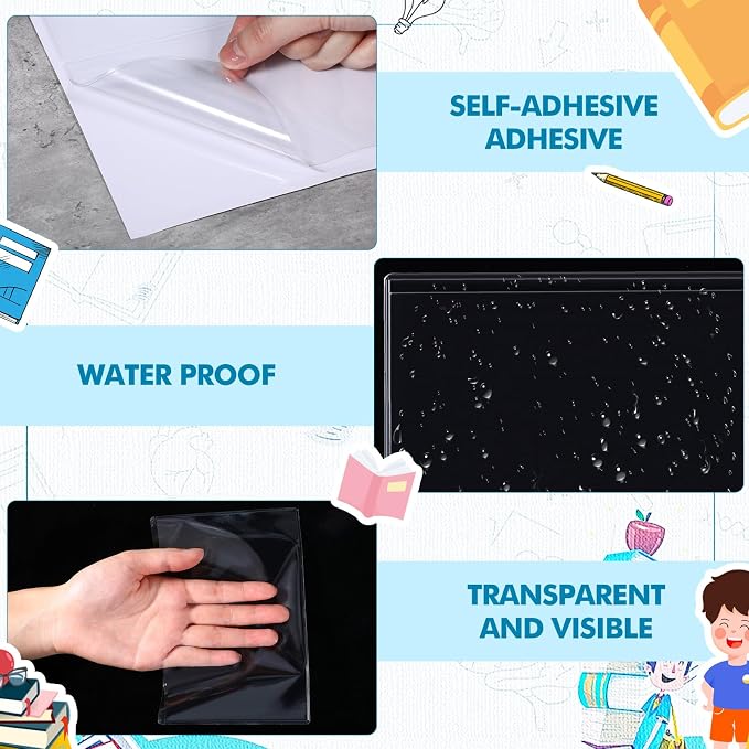 Outus Self Adhesive Shop Ticket Holders Clear Plastic Sleeves Adhesive Pockets - Image 4