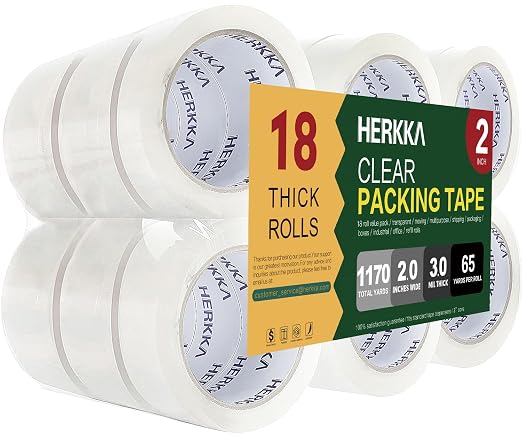 HERKKA Clear Packing Tape, 18 Rolls Heavy Duty Packaging Tape by HERKKA