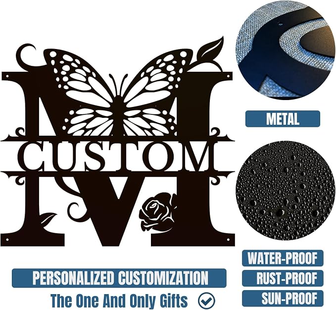 Personalized Custom Letter Name metal Signs, Custom Black Letter Monogram Wall - Image 6
