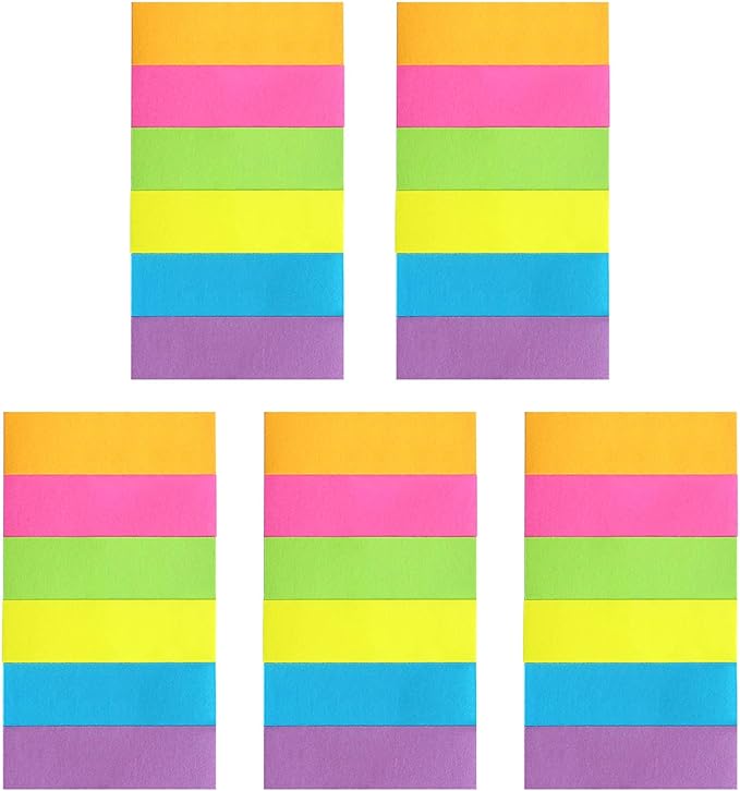 30 Pads 0.6x2 Inch Sticky Notes Flags Tabs Page Markers 6 Bright Color Sticky - Image 3