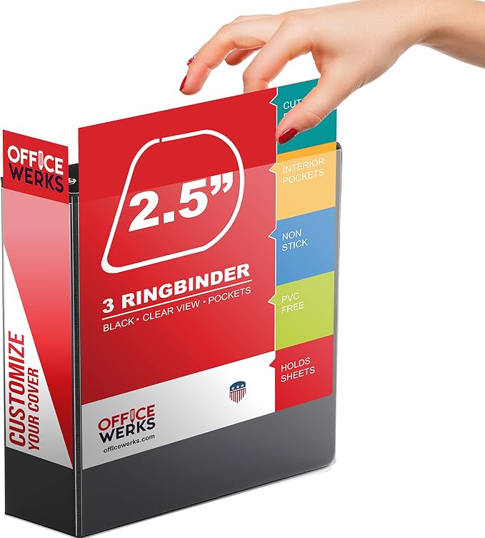 Performore Premium 3 Ring Binder, Professional Angle D Ring 2.5 Inch, - Image 5