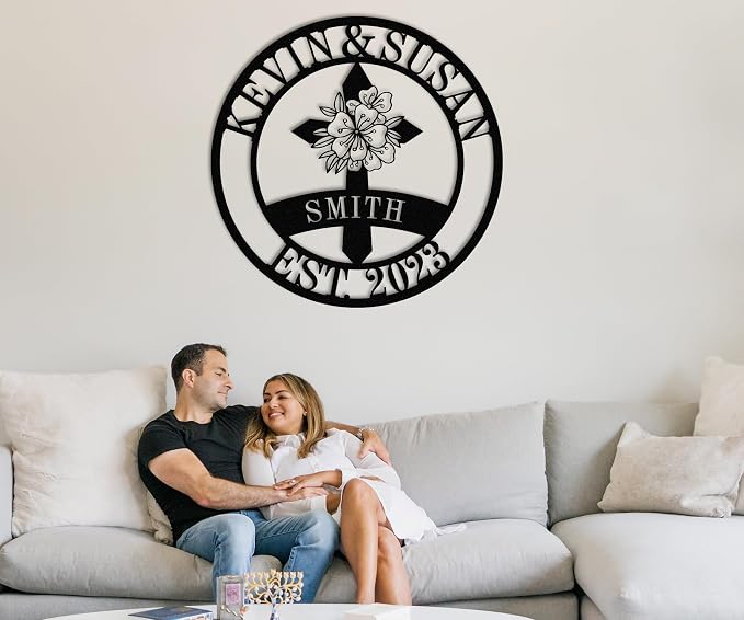 Personalized Cross Family Name Sign, Personalized Wedding Gifts, Wall Cross - Image 4