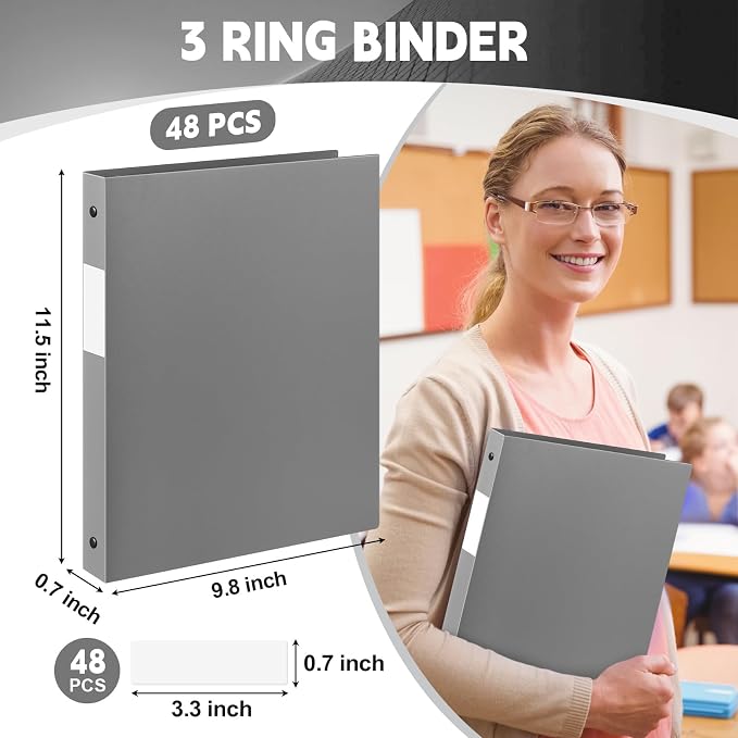 Henoyso 48 Pcs 3 Ring Binder 0.5 Inch Round Fits Letter Size 8.5'' x 11'' Paper - Image 2