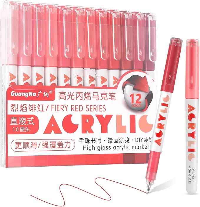 kander Acrylic Gel Pens, 12 Colors Highlighter Acrylic Gel Ink Pens