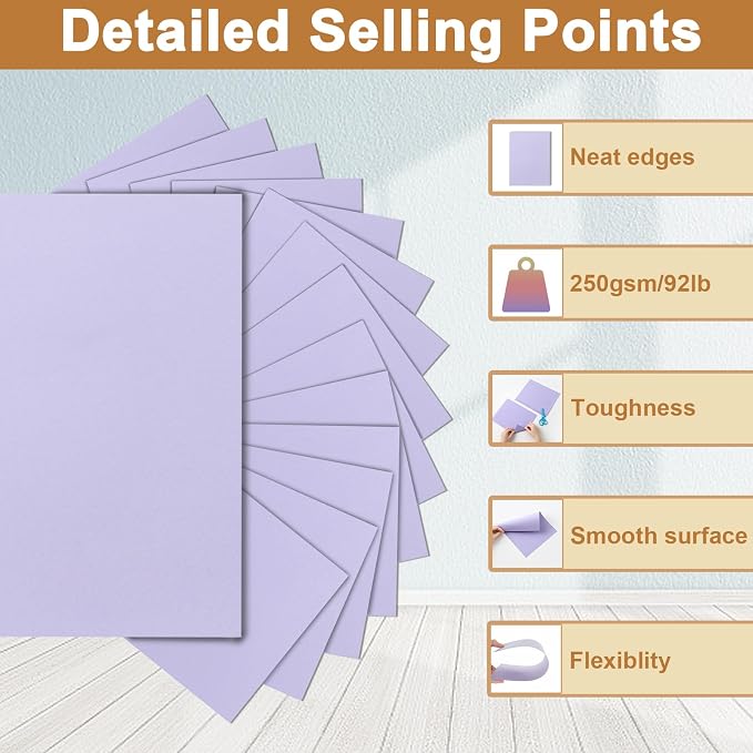 Silunkia 28 Sheets Purple Cardstock 8.5 x 11 Certificates Paper, 250gsm/92lb - Image 3