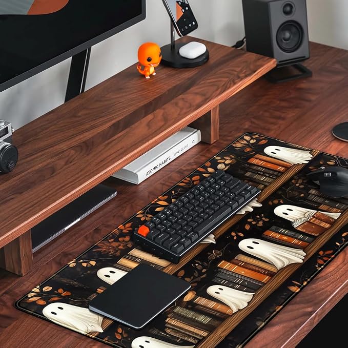 Cute Ghost Desk Mat Bookish Desk Pad XXL Mouse Keyboard Pad, Dark Academia Desk - Image 5