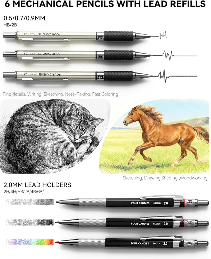 Four Candies 73PCS Advanced Art Supplies Drawing Kit - Image 3