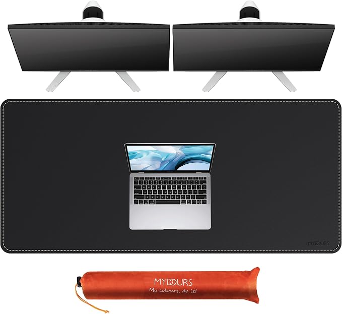 Mydours Large Desk Mat 51.2" x 23.6", PU Leather Surface by Mydours