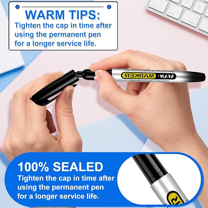 SFAIH 100 Black Permanent Markers Bulk -1s Quick Drying, Fine Point Markers - Image 8