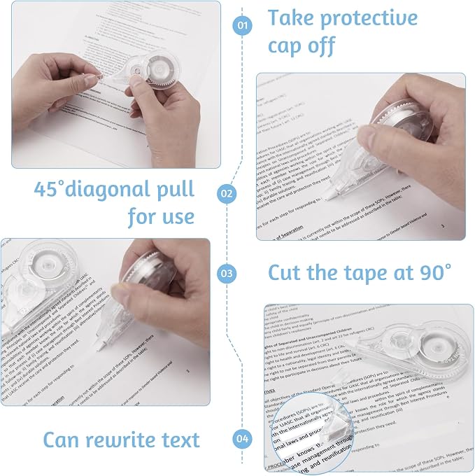 JEFURE 12 Pcs Correction Tape, 39.4 Ft White Wrong Out Tear-Resistant Bulk - Image 4