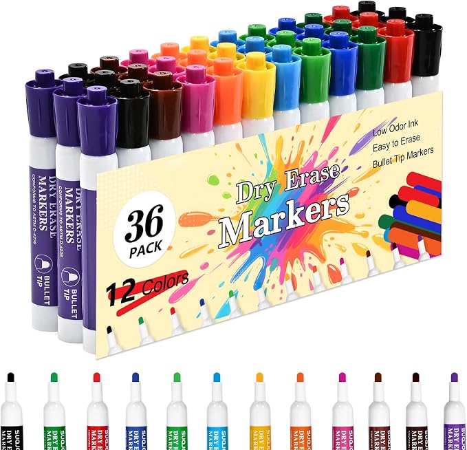 SUQJOY Dry Erase Markers, Bulletl Tip Whiteboard Markers, Low Odor Thick Dry by SUQJOYOFFICE