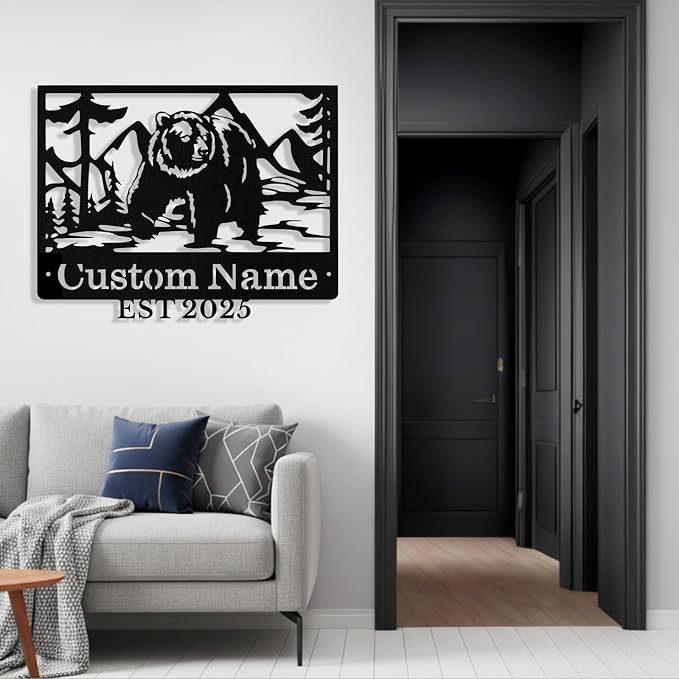 Custom Bear Metal Sign, Custom Bear Metal Wall Art Decor, Personalized Last - Image 6