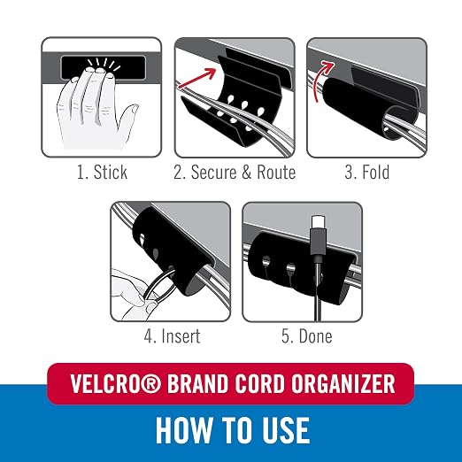 Velcro Brand Cord Organizer for Desk & Nightstand, Valentine’s Gift for Him - Image 4