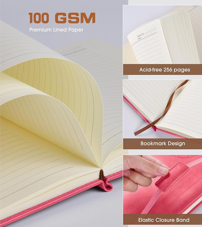 Biuwory Lined Journal Notebook for Women Men, 256 Pages A4 Large Hardcover - Image 4