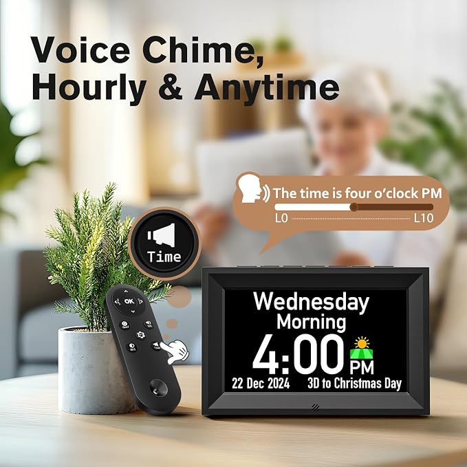 GOLOZA 7'' Digital Dementia Clock, Talking Clock - Image 2