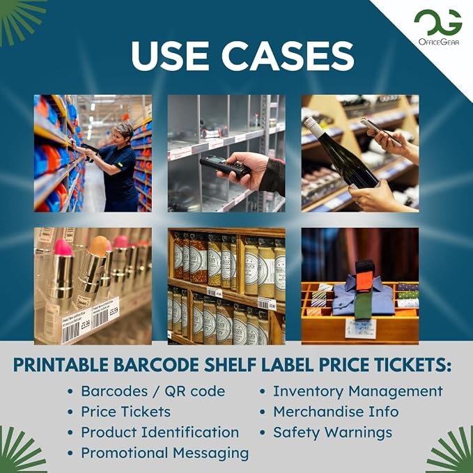 OfficeGear Shelf Edge Barcode Price Ticket Labels 18-up 30x105mm Custom - Image 7