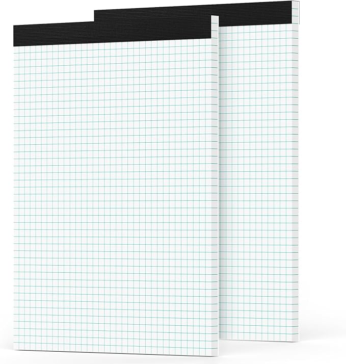 Zaviko Graph Paper Pad 8.5 x 11, 2 Pack, 4x4 Graph Ruled, Grid Paper Pad 8-1/2" by Home