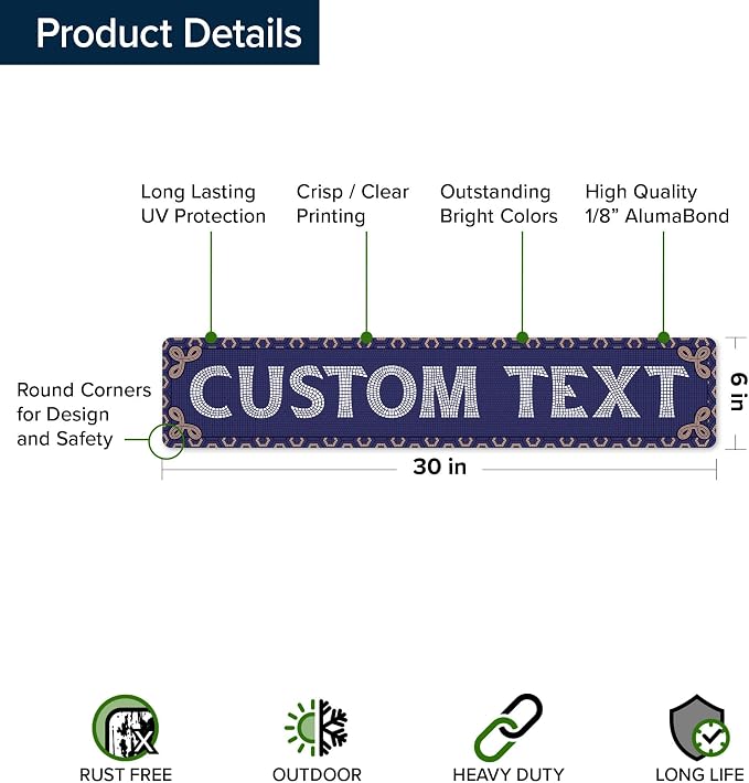 Custom Sign, Custom Street Sign, 11 Font Colors, 13 Font Styles, 4 Hole Options - Image 6