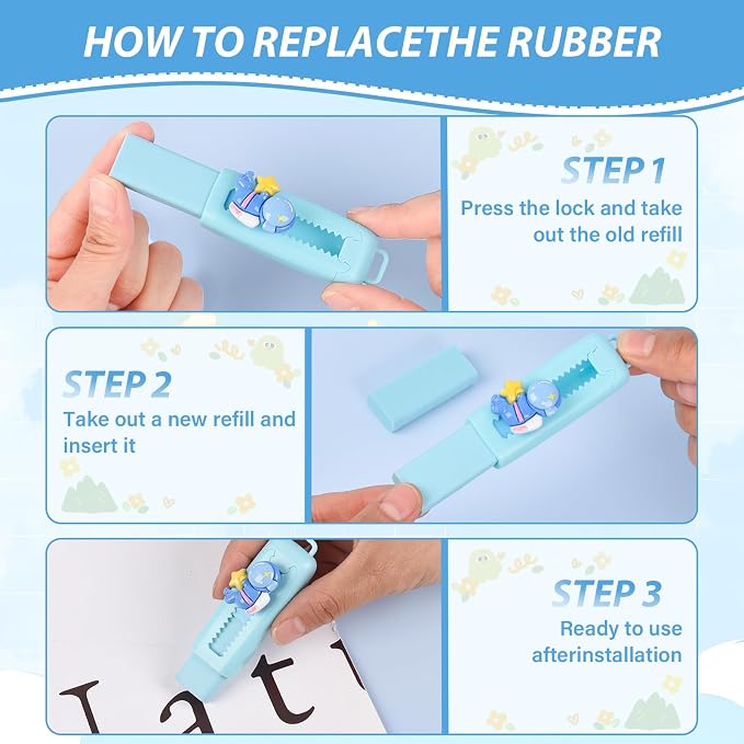 24 Pcs Cute Retractable Eraser for Pencils Cute School Supplies Kawaii Erasers - Image 3