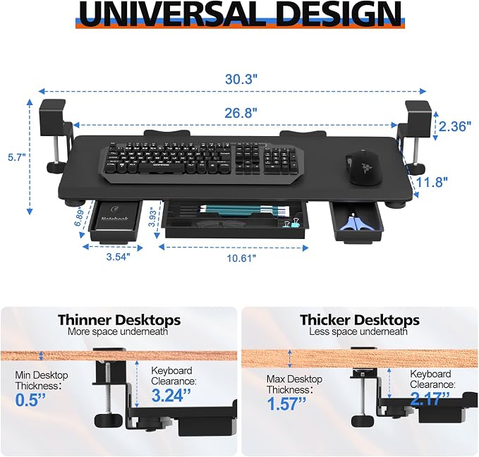 OUKMIC Large Keyboard Tray Under Desk Slide Out - Image 2