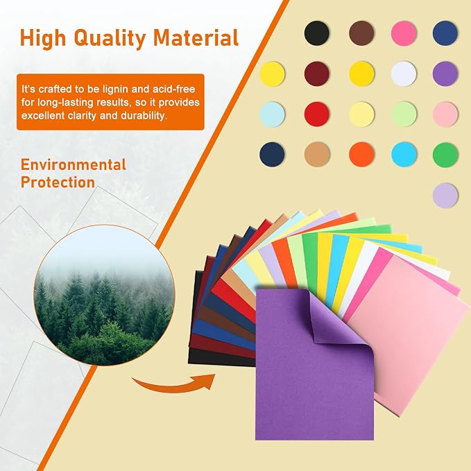 100 Sheets 20 Assorted Colors Cardstock 8.5 x 11 Craft Paper, 200gsm/75lb - Image 5