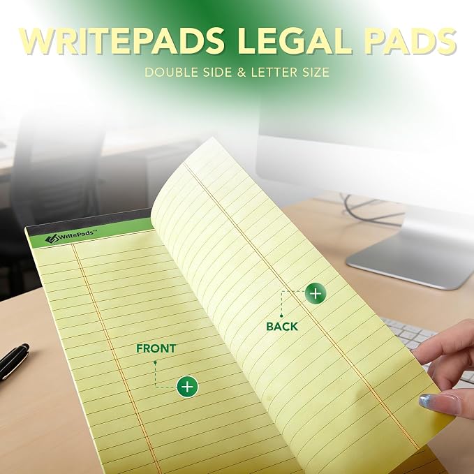 KAISA Yellow Legal Pads 12Pads Writing Pads Recycled Paper 5"x8" Norrow Ruled - Image 5