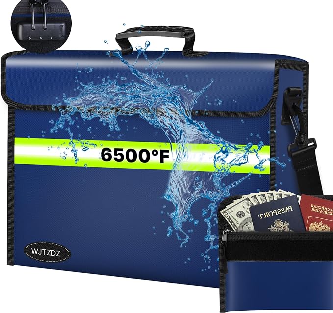 Fireproof Money Bags with Lock-6500°F Fireproof Document Box, 10 Layers by Unknown