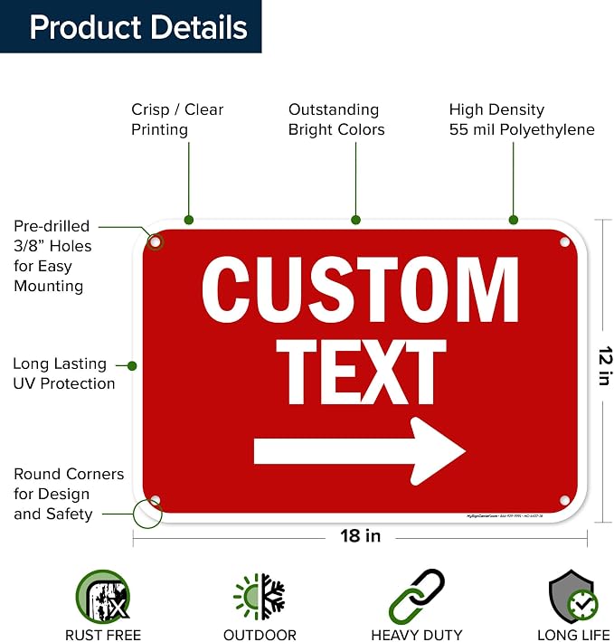 Custom Arrow, Custom Directional Sign, Right Arrow, 12x18 Inches, 55 mil thick - Image 6