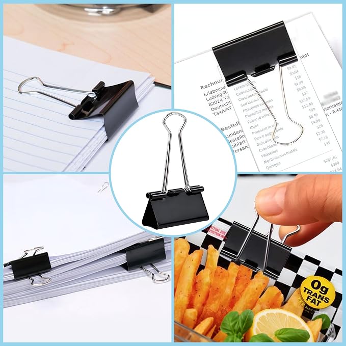 72 PCS Medium Binder Clips – 1.6Inch Heavy Duty Black Metal Paper Clamps - Image 7