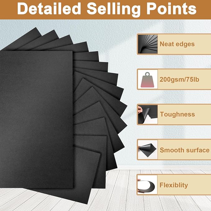 Silunkia 40 Sheets Black Shimmer Cardstock 8.5 x 11 Halloween Cards, 75lb - Image 3