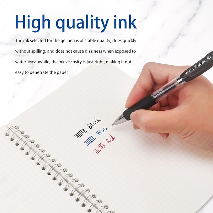 Lekreo Classic Retractable Gel Roller Pens, 0.7mm Fine Point - Image 5