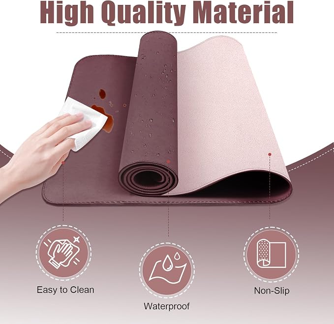 Desk Pad Protector, Leather & Suede Desk Mat, Non-Slip Desk Pad Mat, Large - Image 3