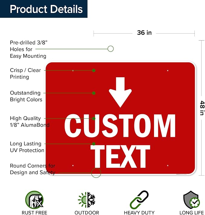 Custom Arrow, Custom Directional Sign, Down Arrow, 36x48 Inches, Rust Free - Image 6