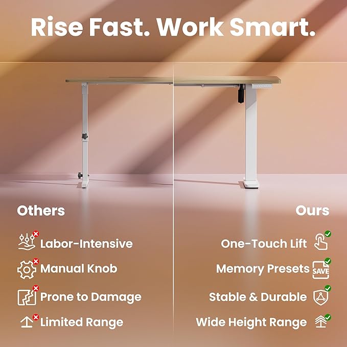HUANUO 55 x 28 inch Electric Standing Desk Adjustable Height, 4 Memory Height - Image 6