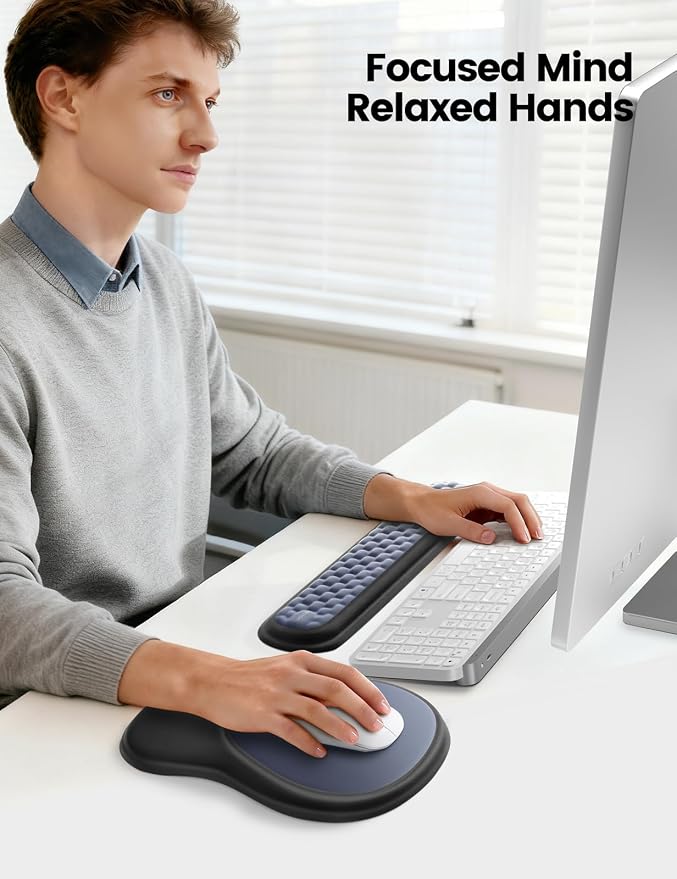 meatanty Keyboard and Mouse Pad Wrist Rest Set, Ergonomic Wrist Pad Support - Image 2