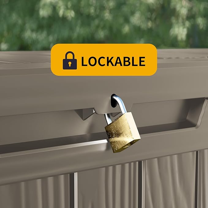 Decksplore Outdoor Storage Box Waterproof, 200 Gallon Lockable Resin Large Deck - Image 4