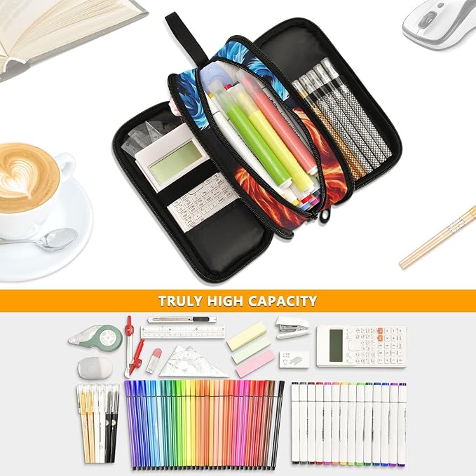 BOENLE Dragon Phoenix Pencil Case Box Boys Girls Large Pencil Pouch - Image 5