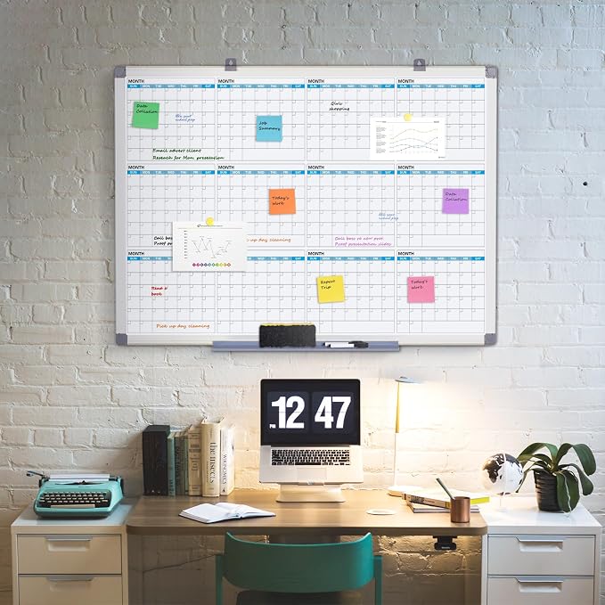 MAKELLO Large Magnetic Dry Erase Calendar Whiteboard Yearly 43" x 31" - Image 7