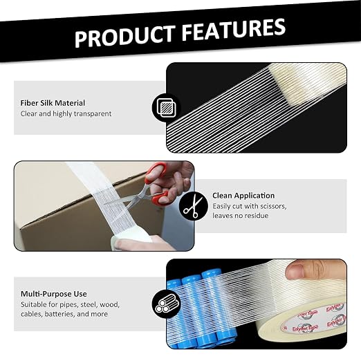 Ealyder Tape 2 Inch x 30 Yards Transparent Reinforced Fiberglass Tape – 5.5 Mil - Image 7