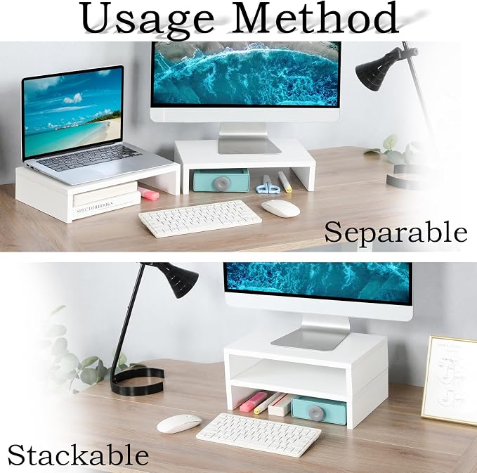 TEAMIX White Monitor Stand Riser - Image 3