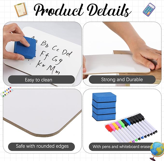 Affrolling 2 Sets Small Whiteboard Dry Erase Boards 5" x7'' Mini Double Sided - Image 3